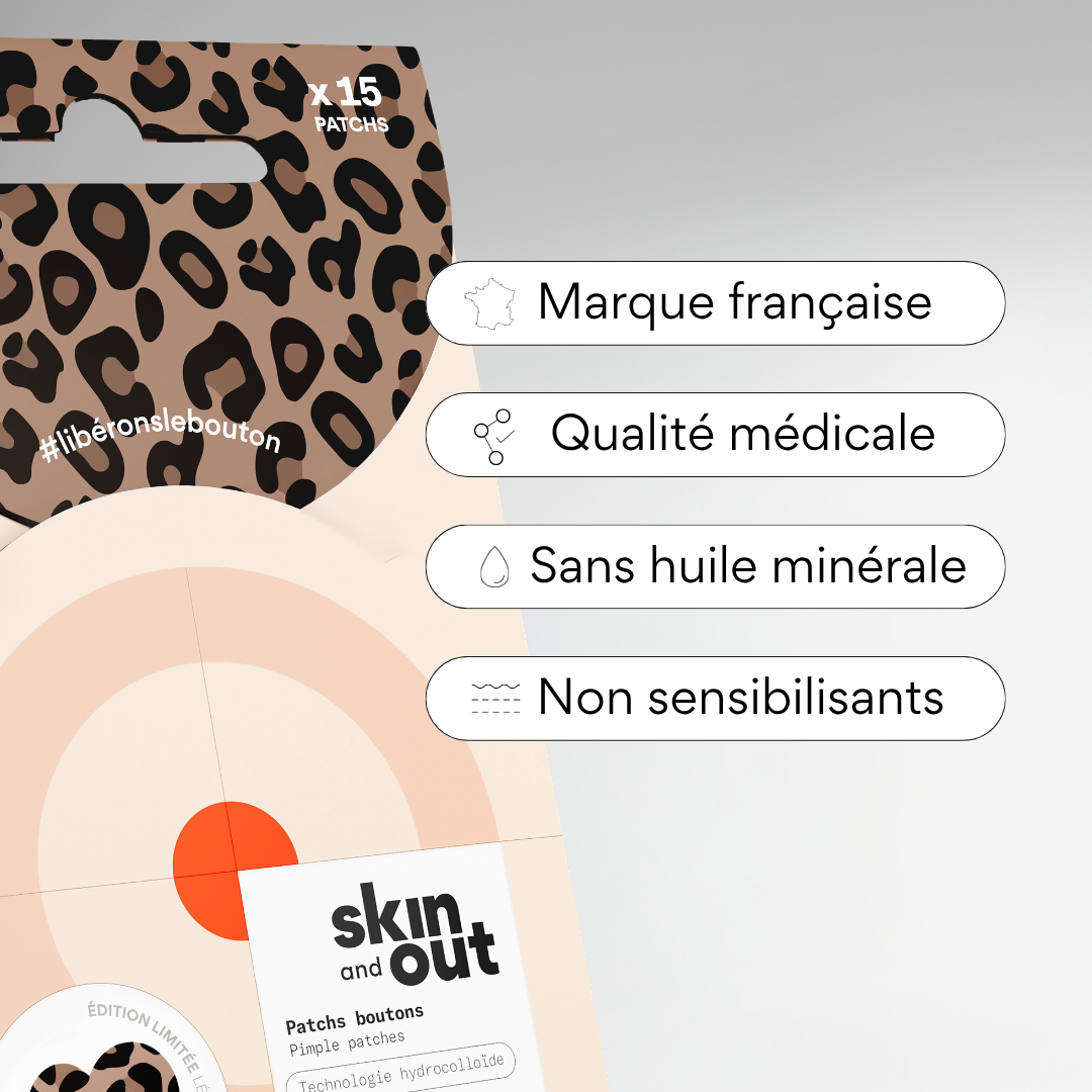 Clear OUT - Patchs boutons hydrocolloïde Léopard x15