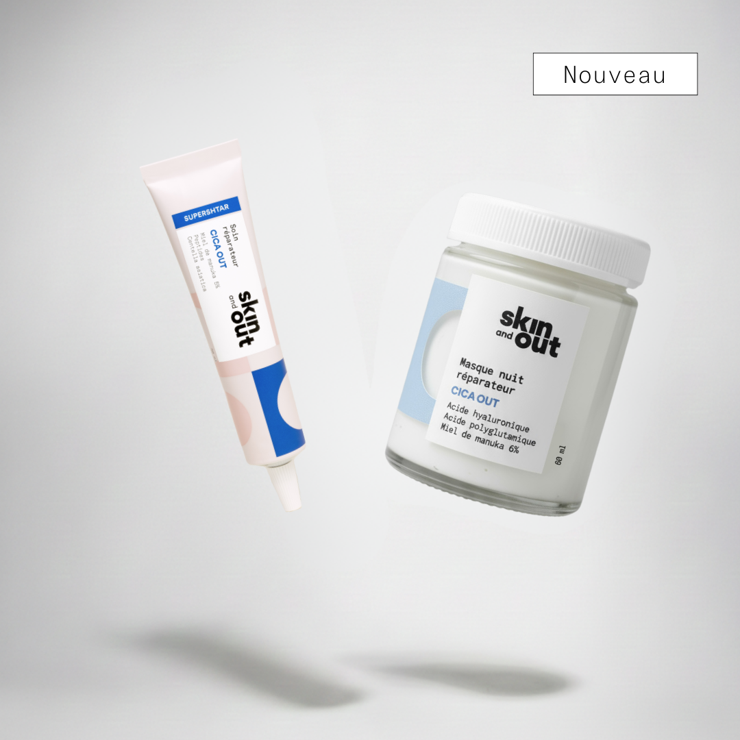 Duo Soin ciblé cicatrisant Cica OUT et le Masque nuit visage réparateur Cica OUT 