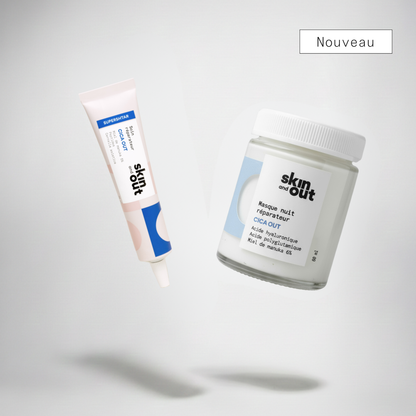 Duo Soin ciblé cicatrisant Cica OUT et le Masque nuit visage réparateur Cica OUT 