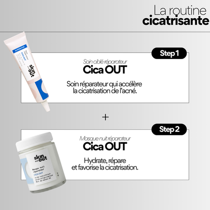 Routine cicatrisante : Soin ciblé cicatrisant Cica OUT et le Masque nuit visage réparateur Cica OUT 